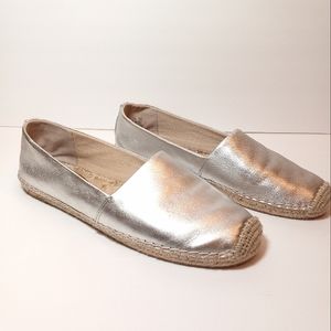 SAM EDELMAN SILVER ESPADRILLE FLAT SZ 10